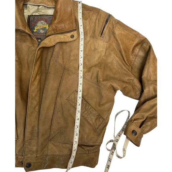 Vintage Brown Leather Bomber Jacket - Picture 6 of 10